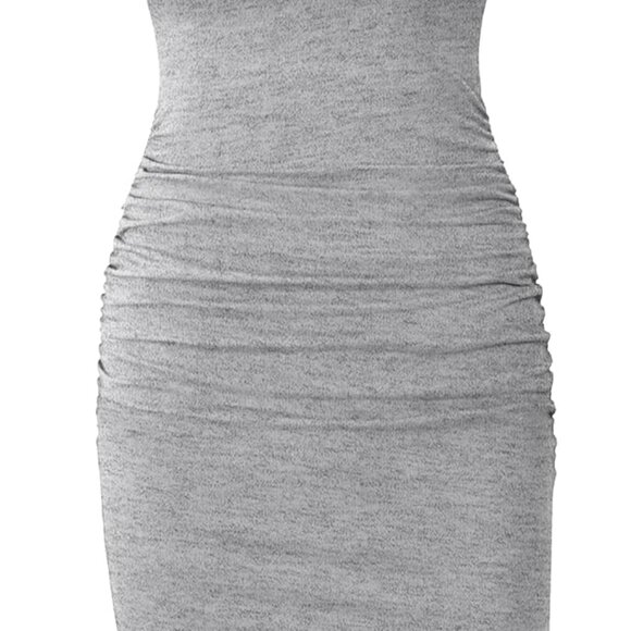 Women's Short Sleeve Ruched Casual Sundress Midi Bodycon T Shirt Dress - Picture 1 of 6